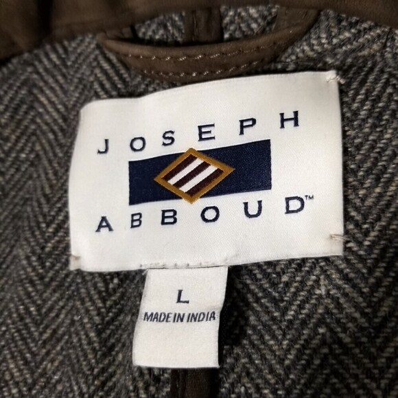 Joseph Abboud Nubuck Leather Ribbed Moto Biker Jacket Dark Brown Minimal Large - Picture 2 of 8